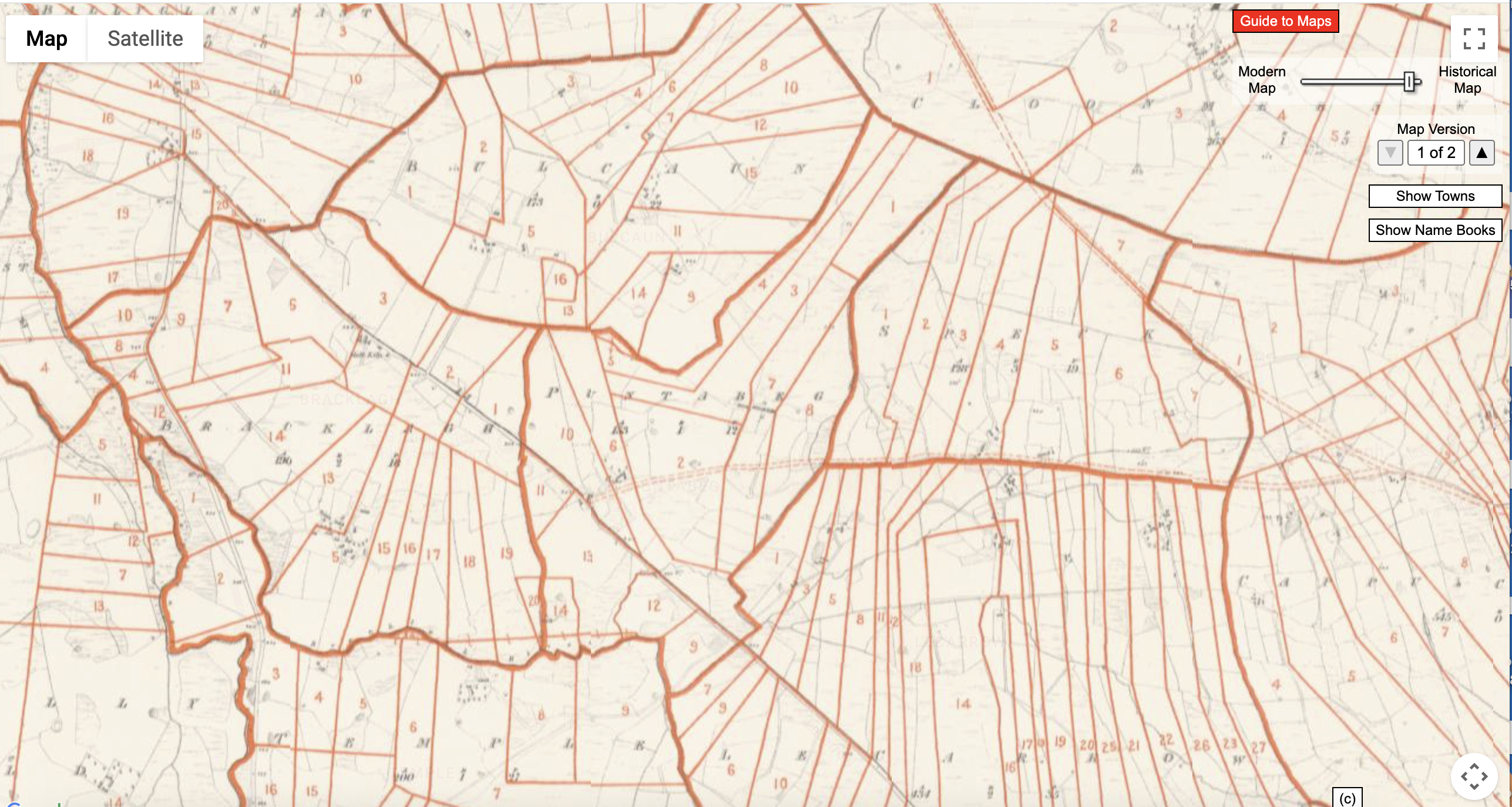 Griffith's Valuation map showing John Cassidy's plot in Puntabeg