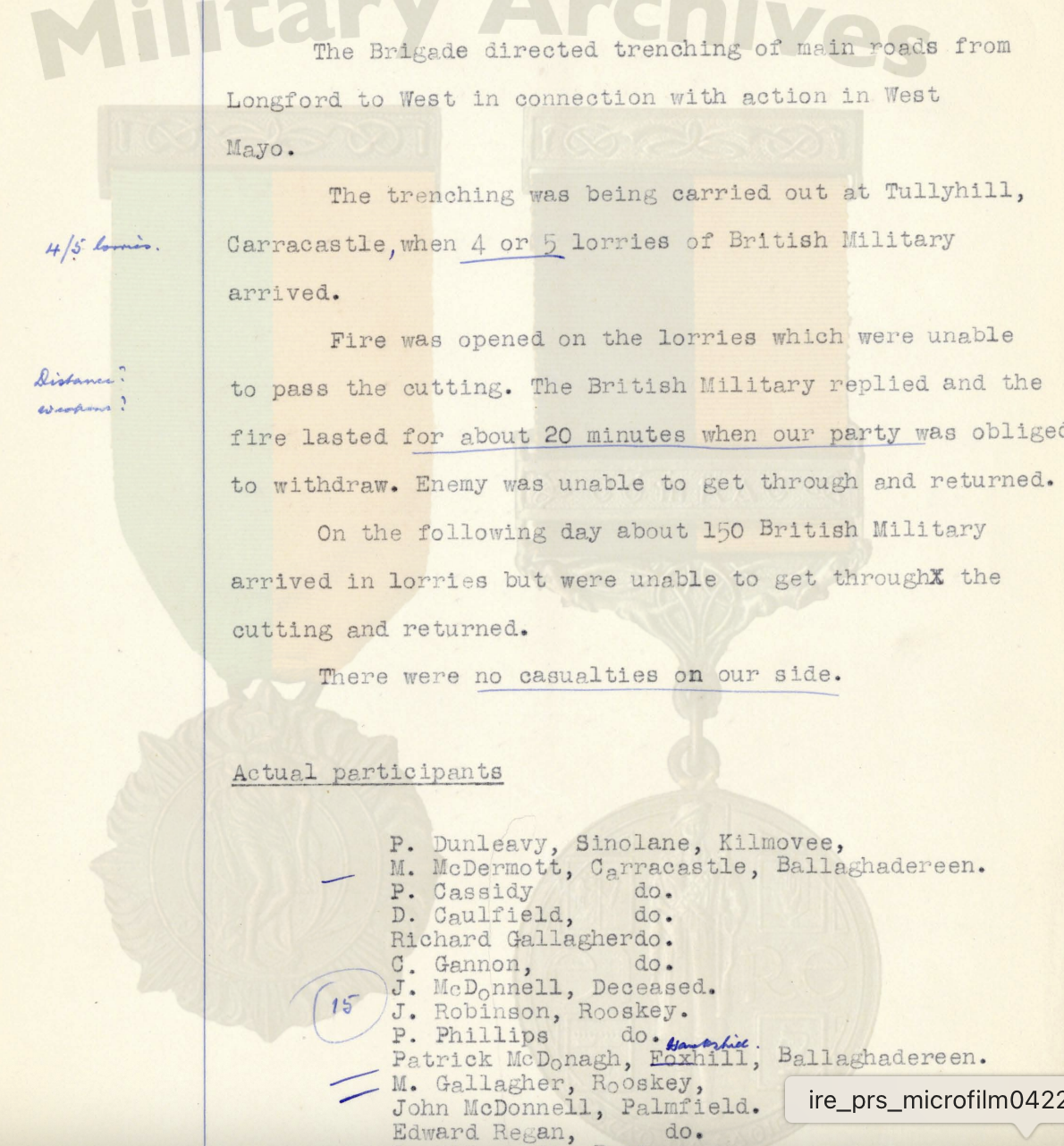 Tullyhill ambush record with P. Cassidy